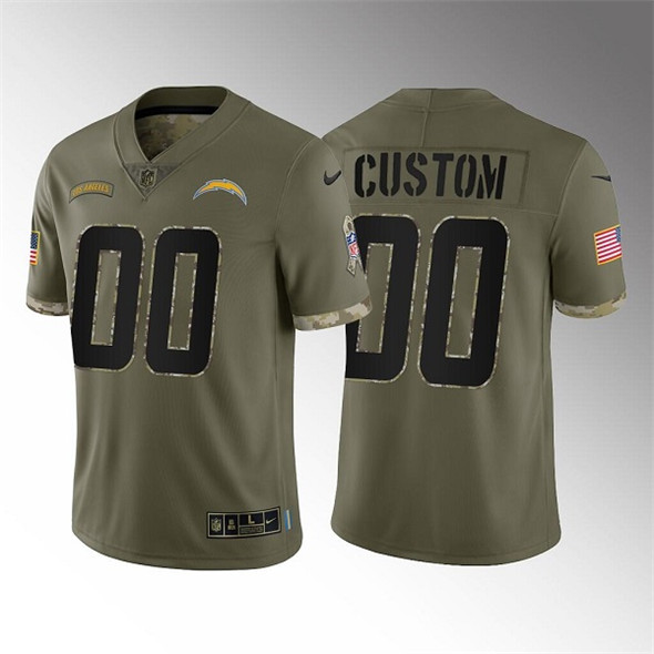 Men's Los Angeles Chargers Customized 2022 Olive Salute To Service Limited Stitched Jersey